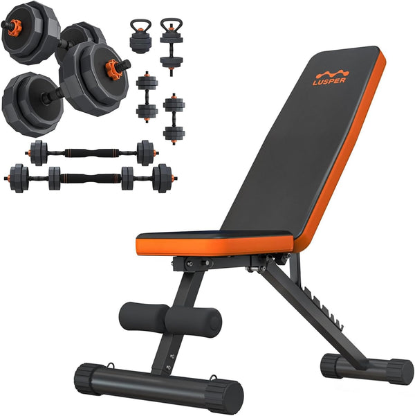 Lusper Bundle - Weight Bench 660LB Basic & Dumbbell Set 44LB