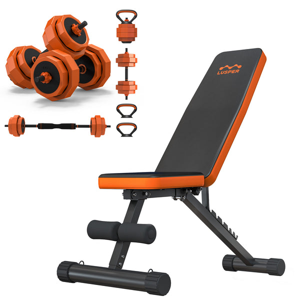 Lusper Bundle - Weight Bench Set 660LB Basic & Dumbbell Set 55LB